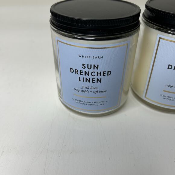BATH & BODY WORKS Candle Sun Drenched Linen Single Wick 7oz Scented Lot Of 2 - Picture 2 of 4